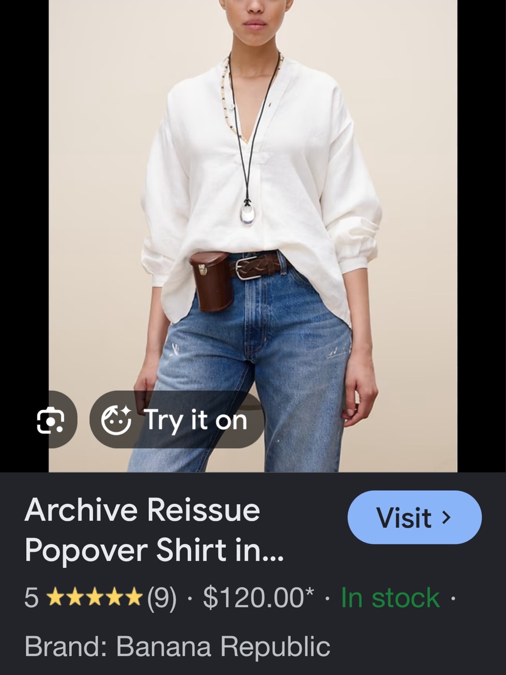 Banana Republic White Popover Shirt